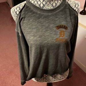NWT Pink VS MLB Detroit tigers 3 strikes you're out cold shoulder sweatshirt S